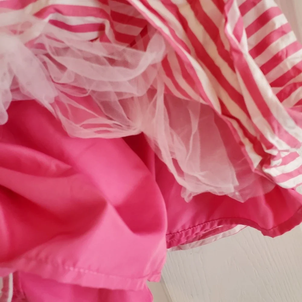 Carters‎ Girls Pink Bow Striped Sleeveless Cotton Fit & Flare Dress 6x